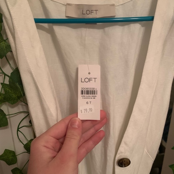 Loft Tall Linen Blend Button Tie Waist Dress - Picture 2 of 3